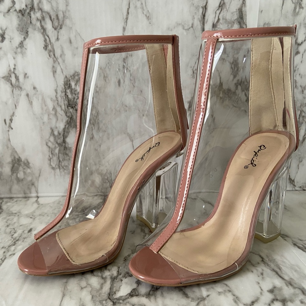 Women's Summer Clear Transparent Mauve Heel